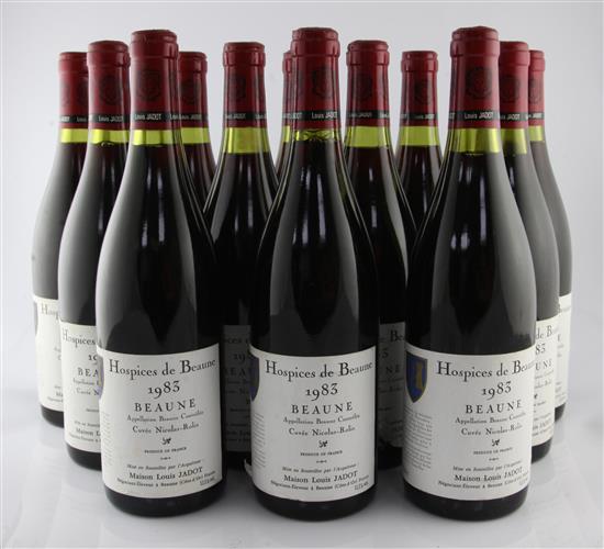 Twelve bottles of Hospice de Beaune Beaune Cuvee de Nicolas Rolin Louis Jadot, 1983,